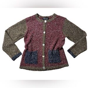 Celina Yang Designs Colorblock Metallic Knit Cardigan Sweater Women’s M